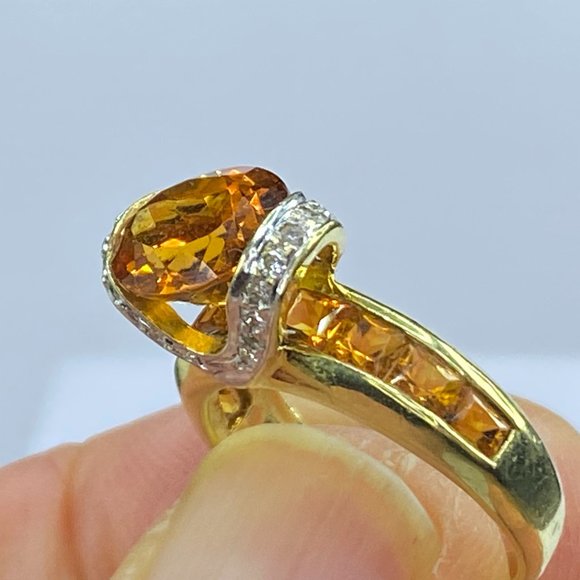 H Stern 18K/14 yellow gold oval Citrine Diamond earrings ring set 14.0g JR78323 - Picture 8 of 11